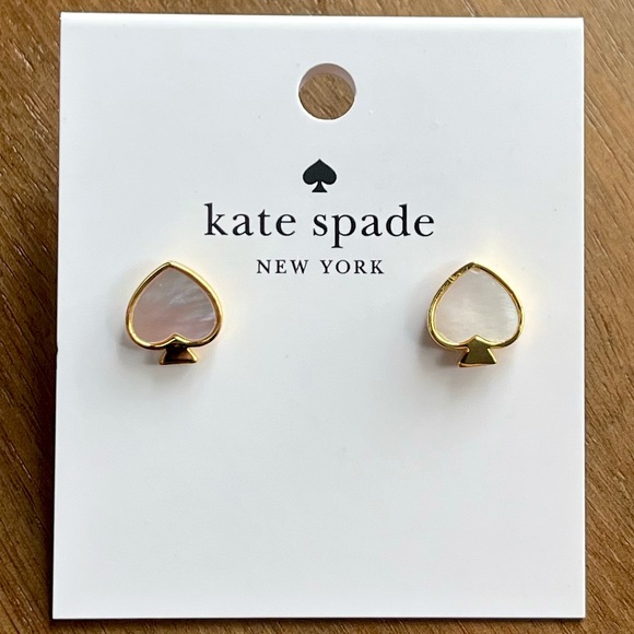 NWT kate spade | Mother of Pearl Signature Spade Stud Earrings - Picture 6 of 7